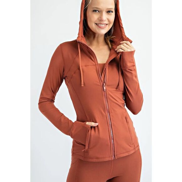 New Essential Bodywear EBW FIT Defined Hooded Yoga Jacket  Women Maroon S L - Picture 1 of 10